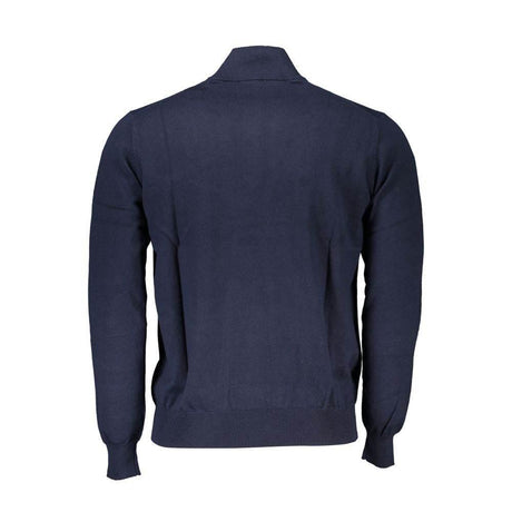 Harmont & Blaine Chic Half-Zip Blue Sweater with Embroidery Detail - Hilstor
