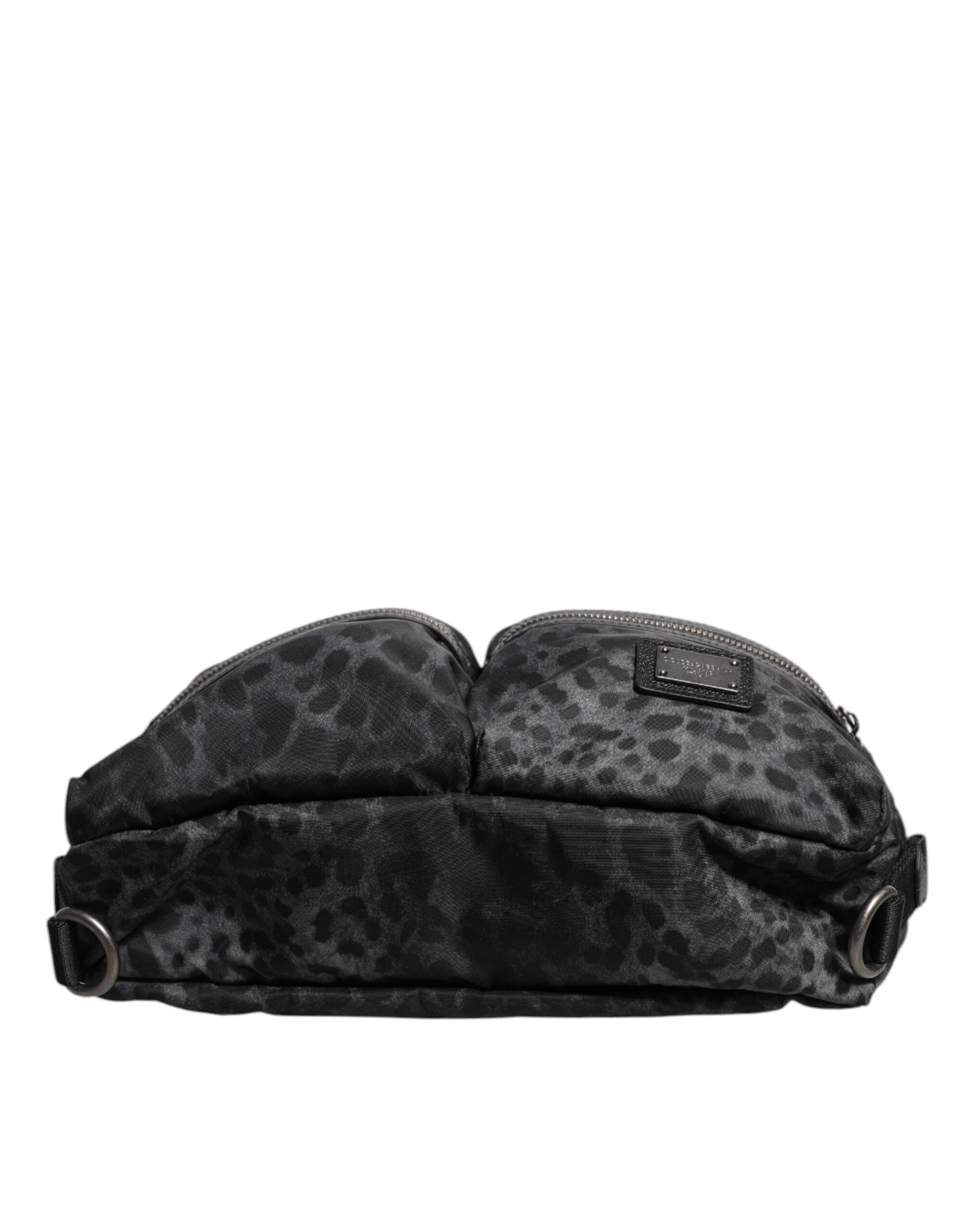 Dolce &amp; Gabbana Svart Grå Leopard DG Logotyp Midjeväska