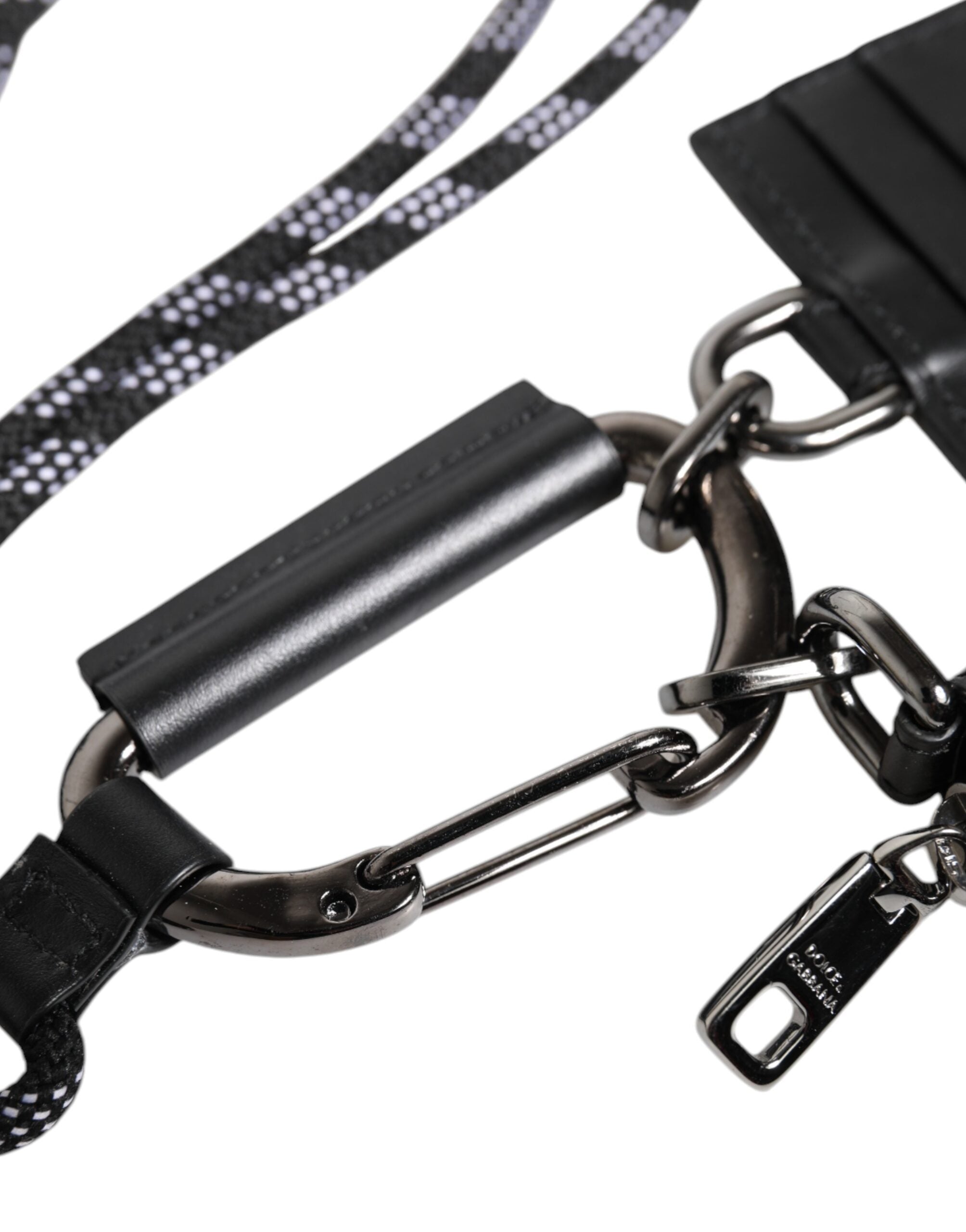 Dolce &amp; Gabbana sort læder lanyard lynlås omkring kortholder tegnebog