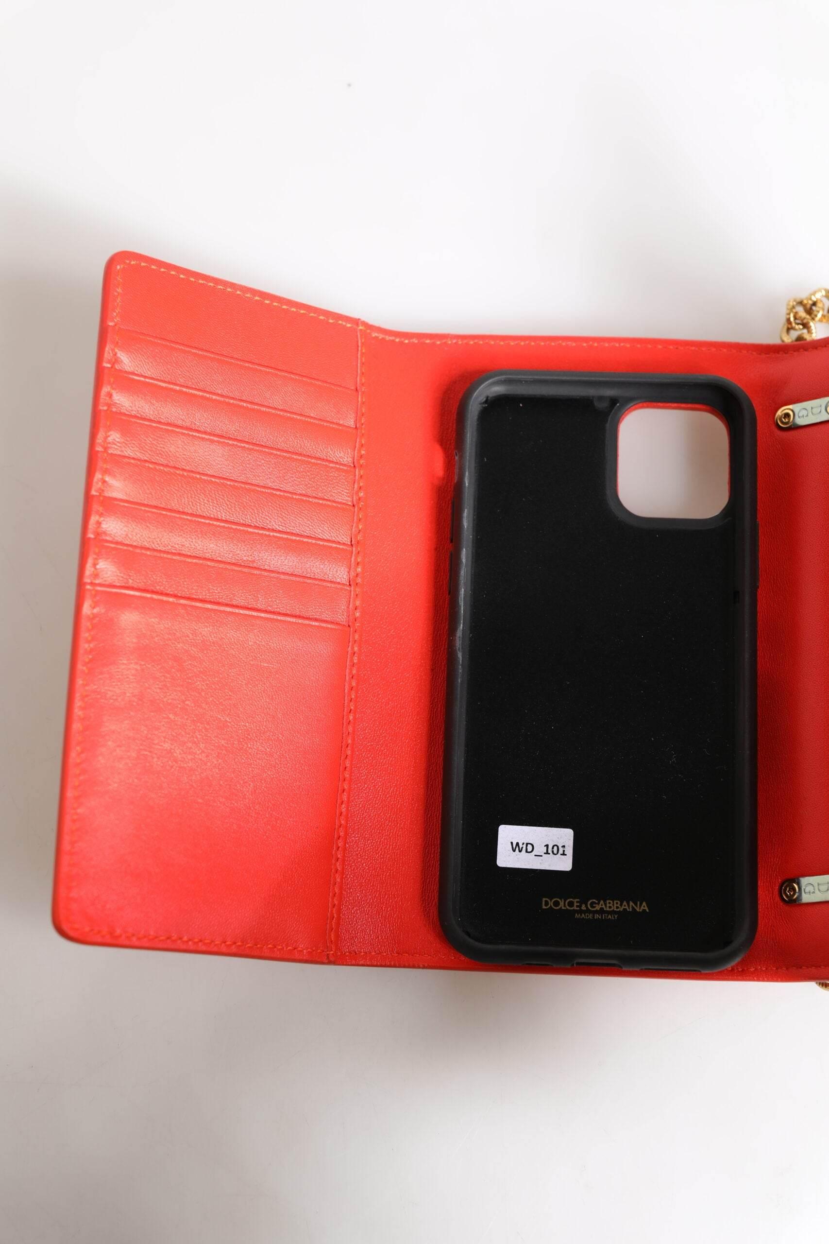 Dolce & Gabbana Red Leather Quilted Devotion Crossbody Phone Cover Bag - Hilstor