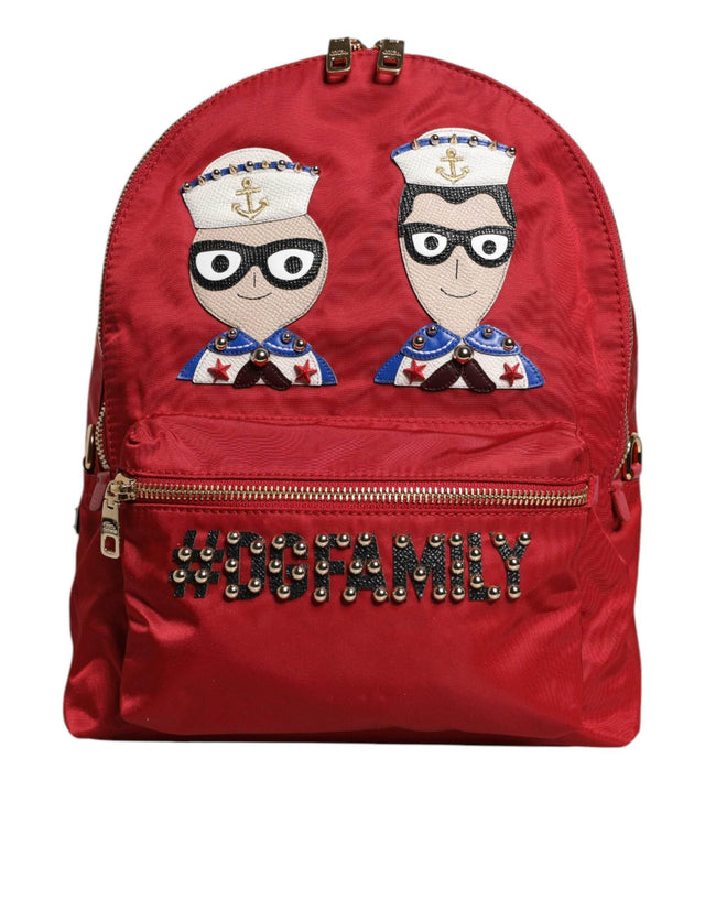Dolce & Gabbana Red #DGFAMILY VULCANO Embellishment Backpack Bag - Hilstor