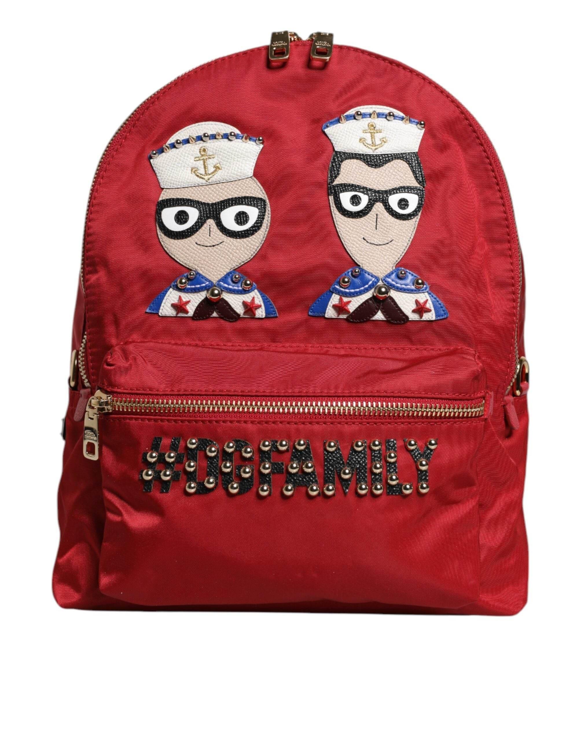 Dolce & Gabbana Red #DGFAMILY VULCANO Embellishment Backpack Bag - Hilstor