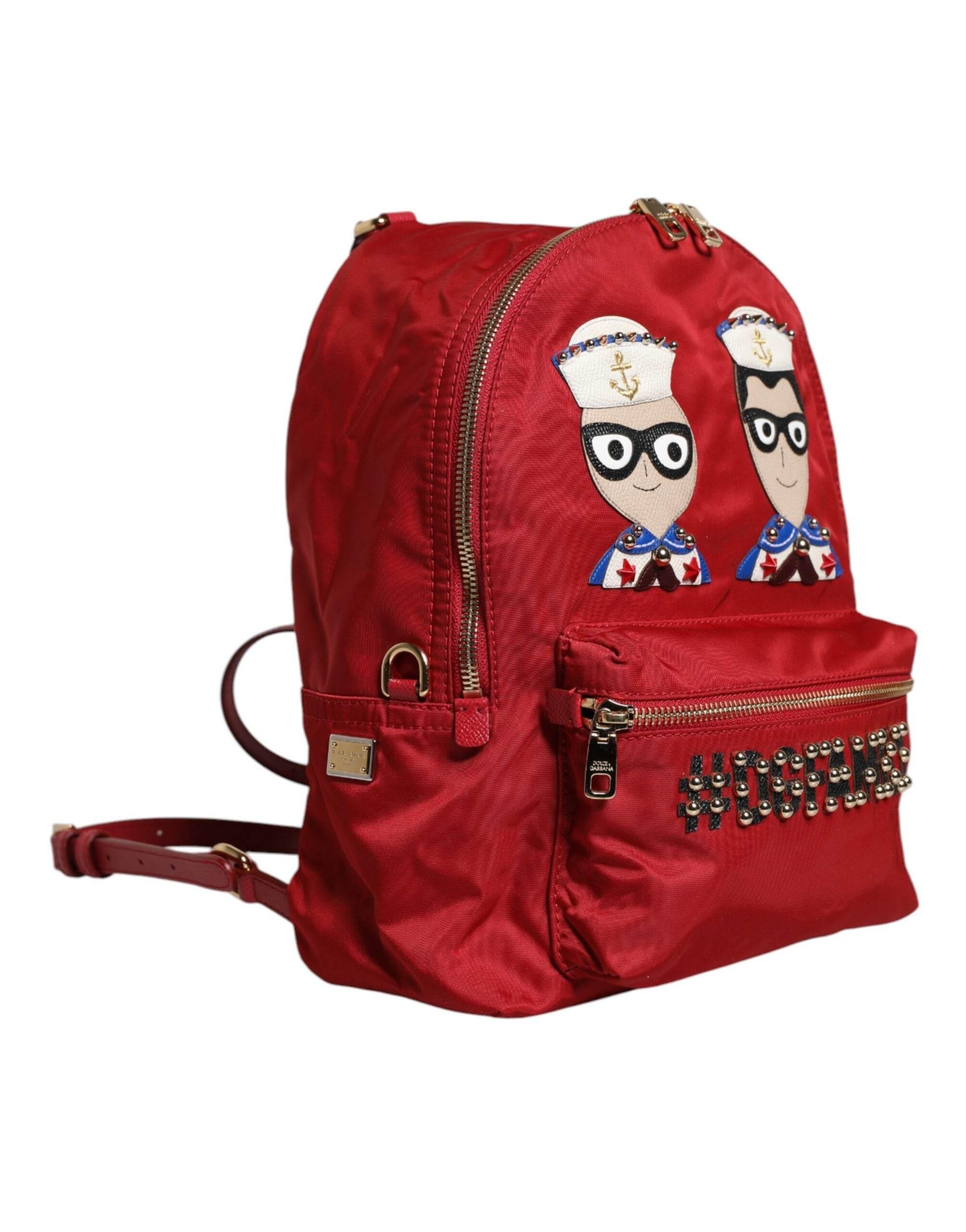 Dolce & Gabbana Red #DGFAMILY VULCANO Embellishment Backpack Bag - Hilstor