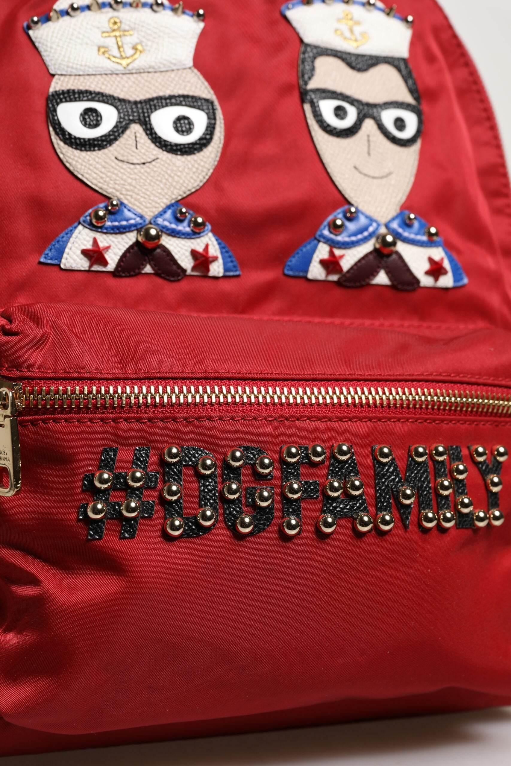 Dolce & Gabbana Red #DGFAMILY VULCANO Embellishment Backpack Bag - Hilstor