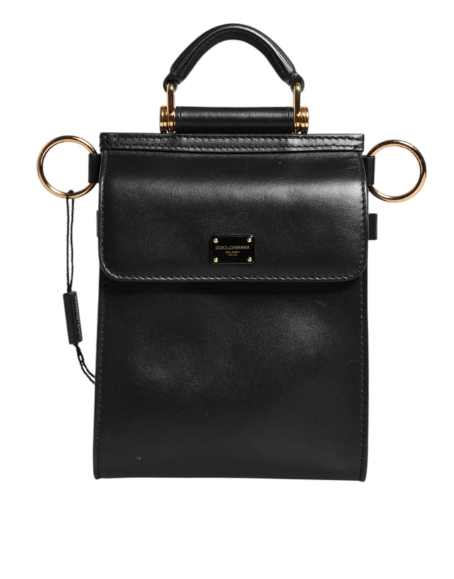 Dolce & Gabbana Black Calfskin Leather Logo Plaque Mini Bag - Hilstor