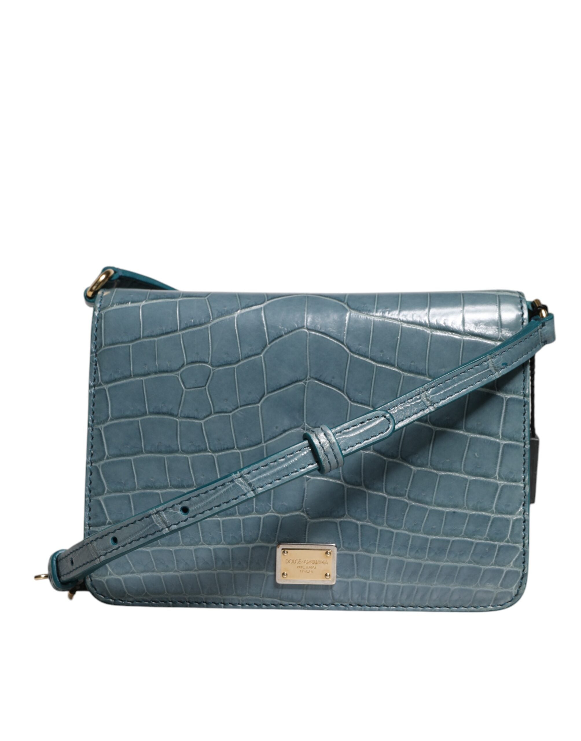 Dolce &amp; Gabbana grøn eksotisk læder DG Plaque Crossbody Mini-taske