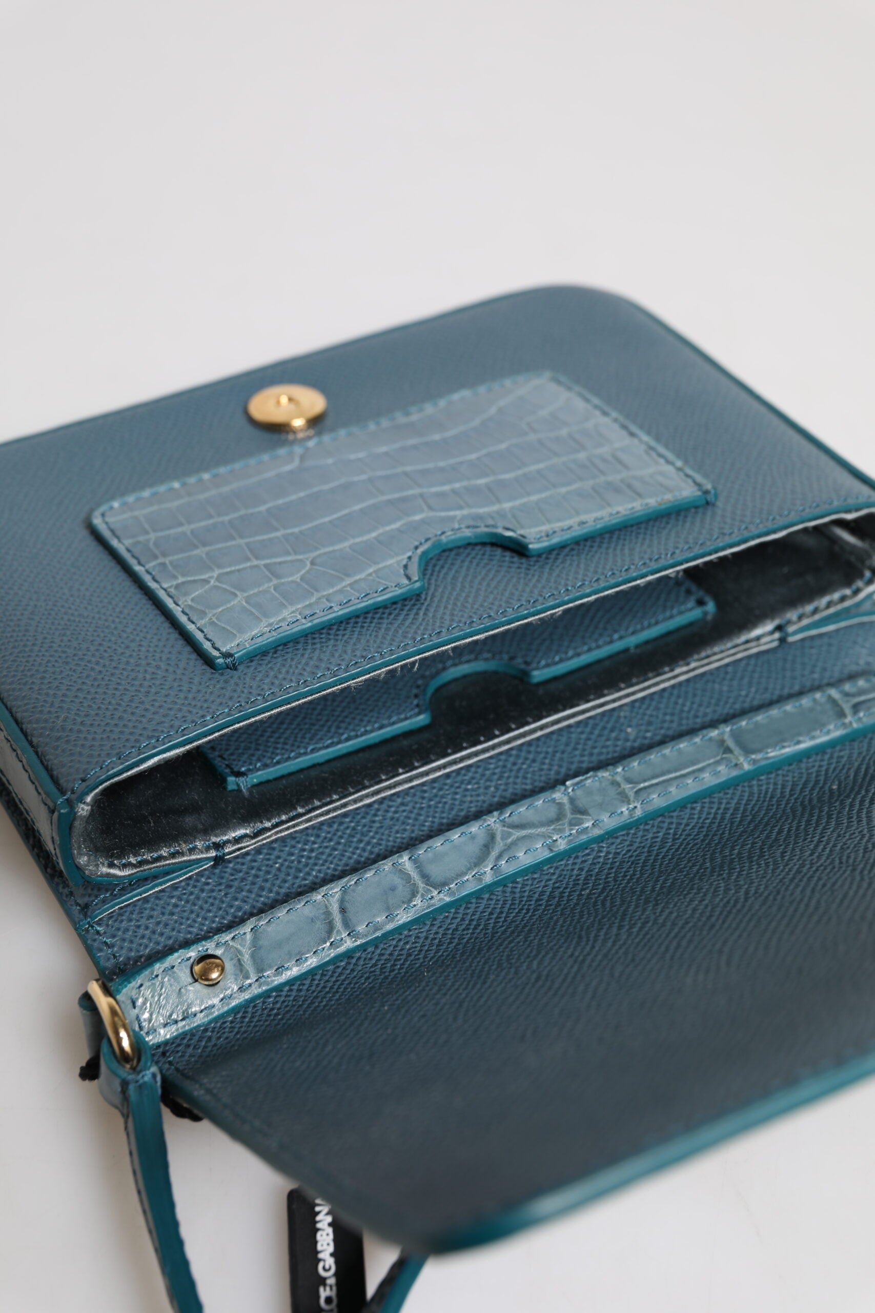 Dolce &amp; Gabbana grøn eksotisk læder DG Plaque Crossbody Mini-taske
