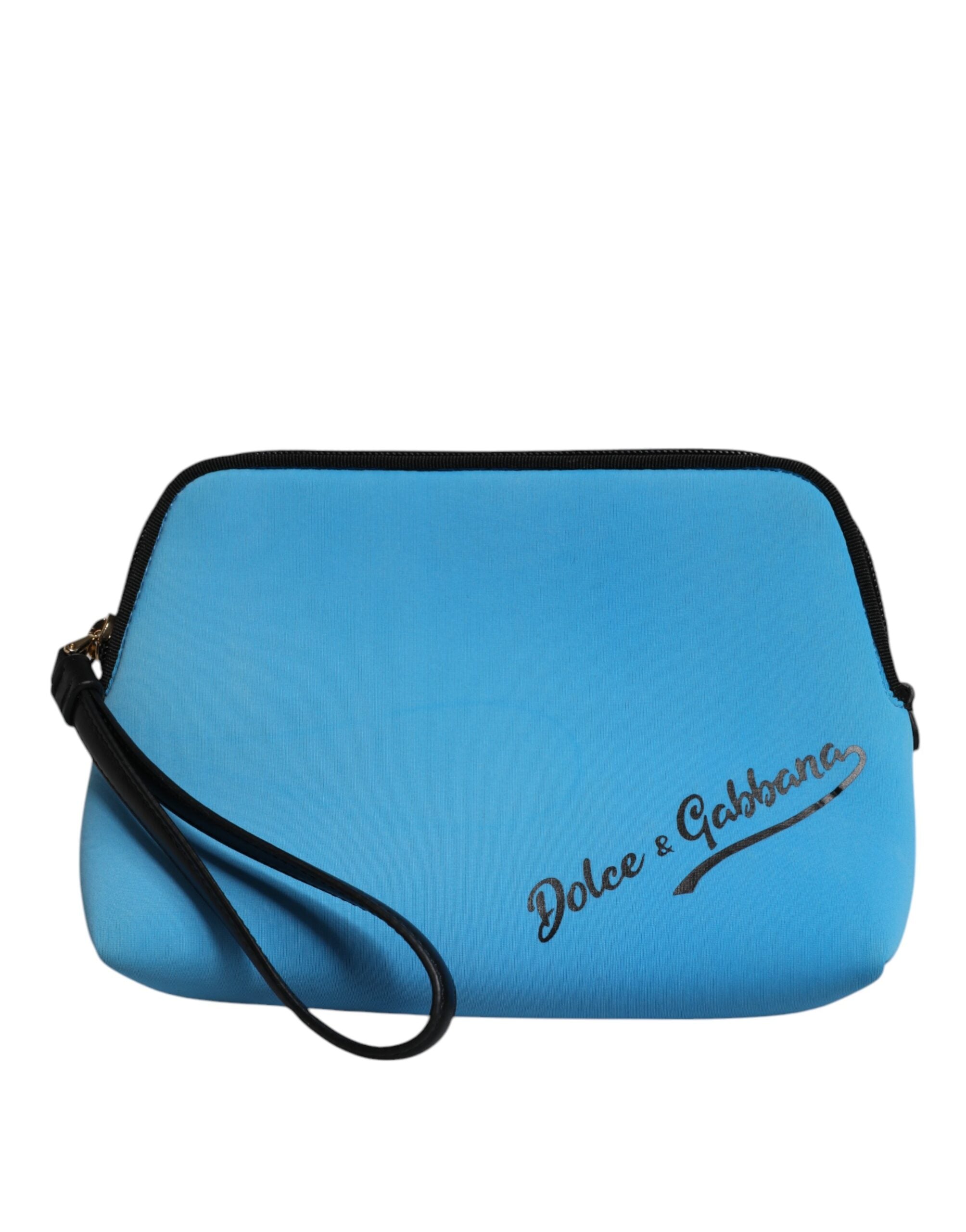 Dolce &amp; Gabbana Blue DG Logo Print Clutch Zip Borse Pouch Taske