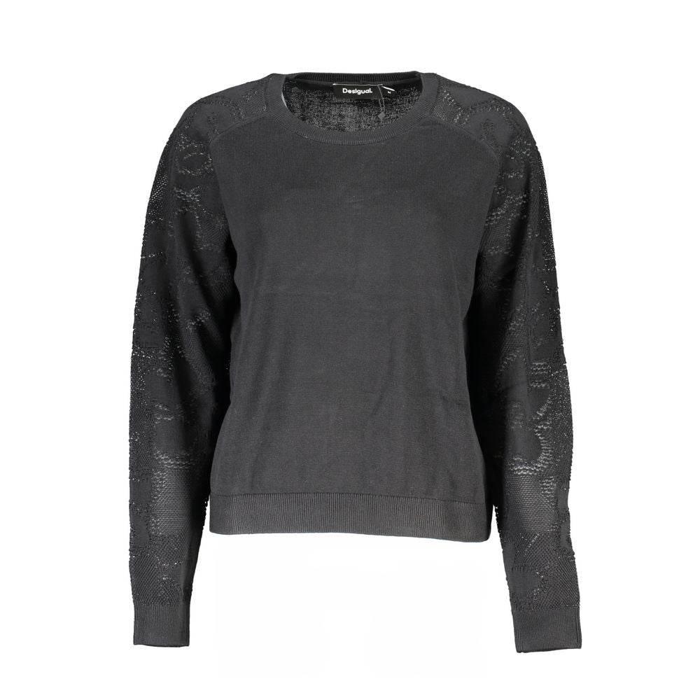 Desigual Black Cotton Sweater - Hilstor