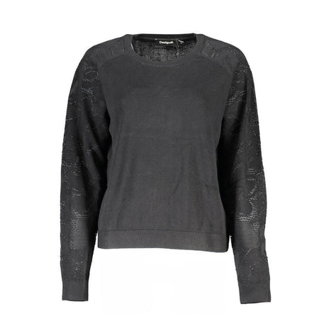 Desigual Black Cotton Sweater - Hilstor