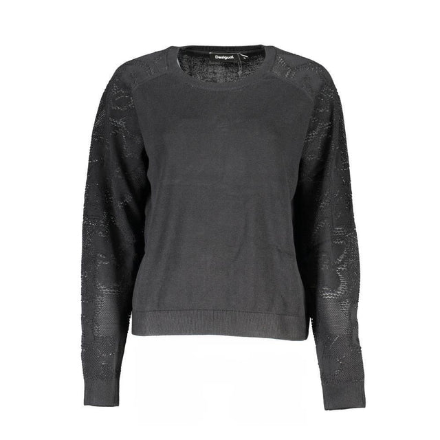 Desigual Black Cotton Sweater - Hilstor