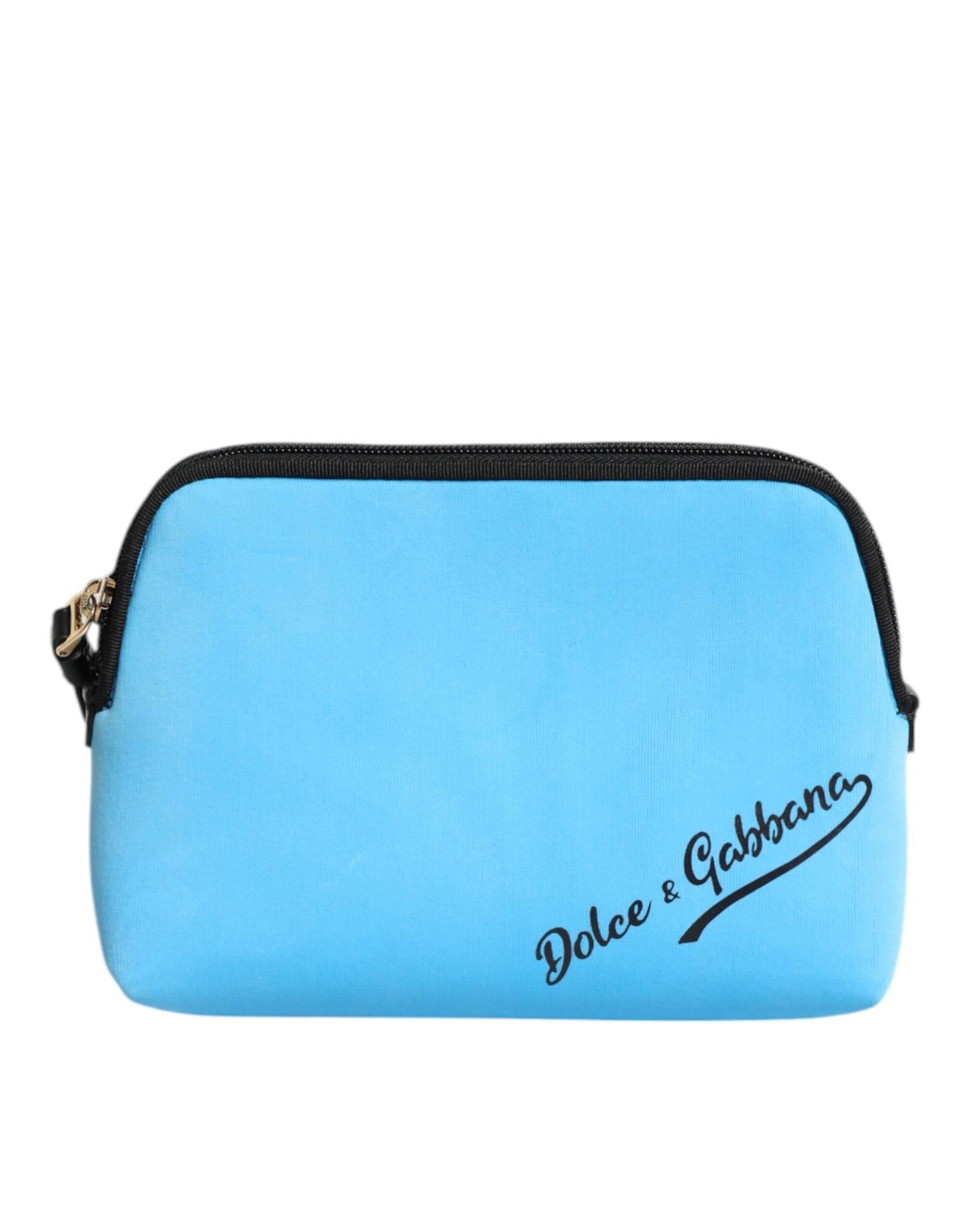 Dolce & Gabbana Blue DG Logo Print Clutch Zip Borse Pouch Bag - Hilstor