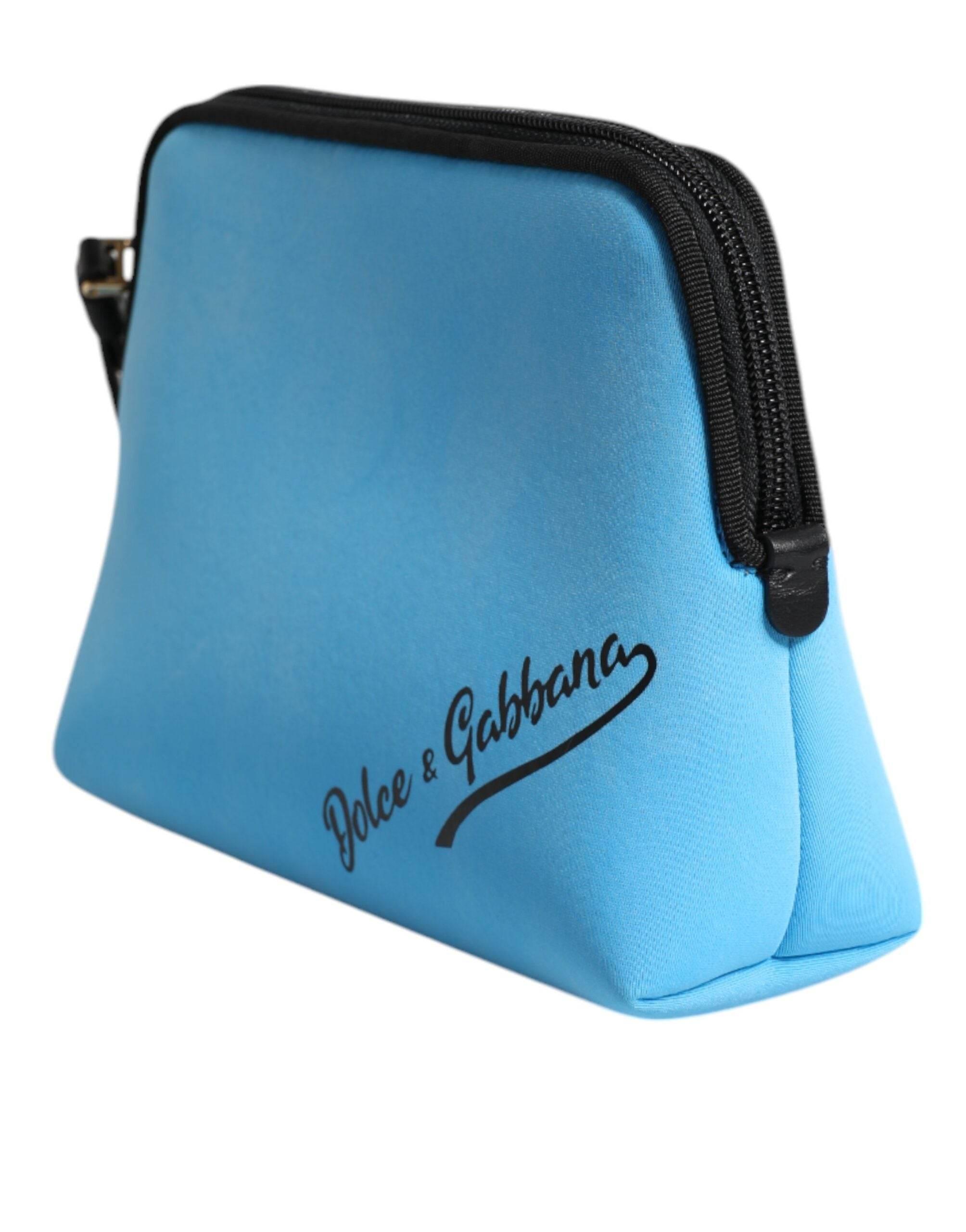 Dolce & Gabbana Blue DG Logo Print Clutch Zip Borse Pouch Bag - Hilstor