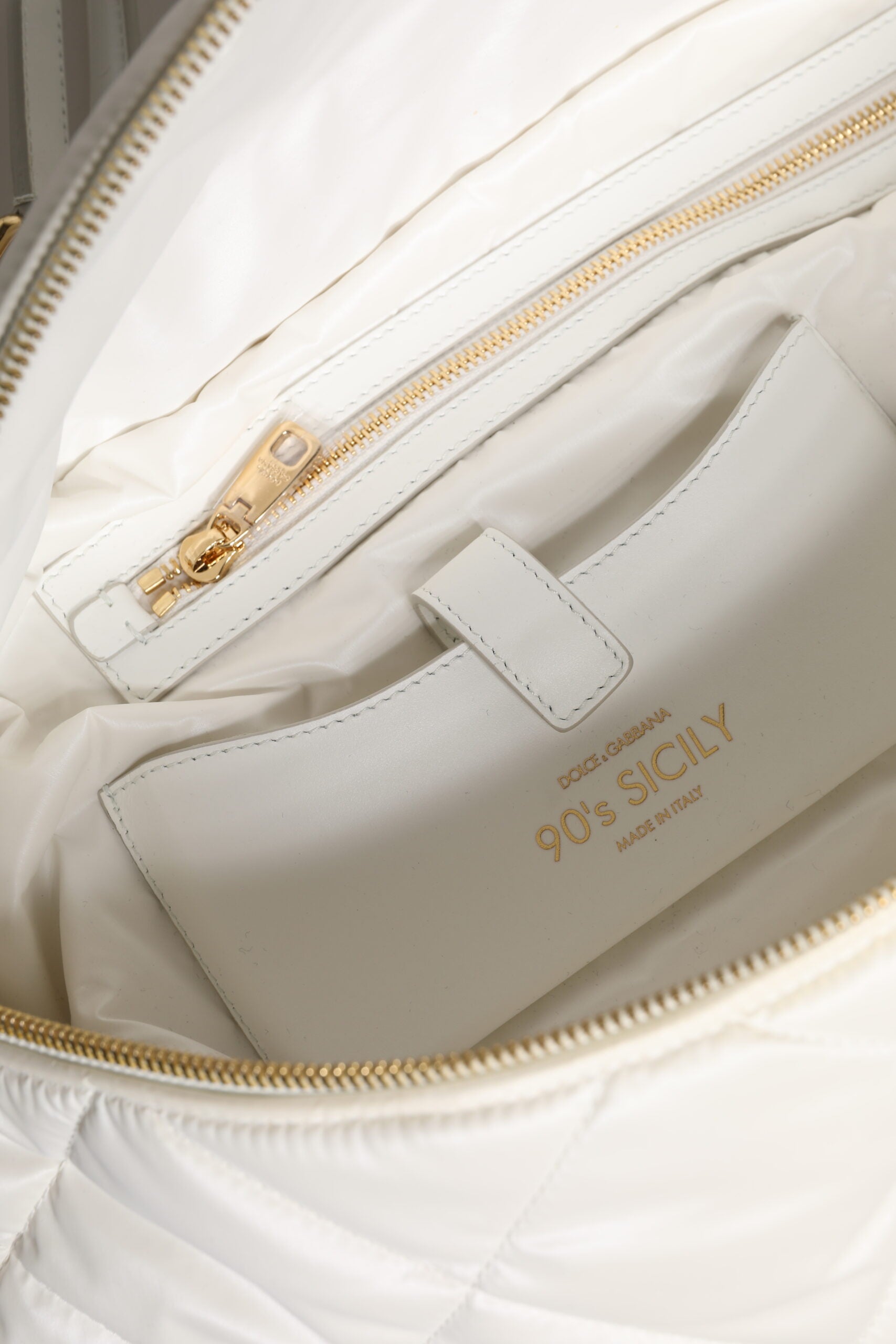 Dolce &amp; Gabbana Hvid Quiltet Logo Plaque Bælte Talje Fanny Pack Taske