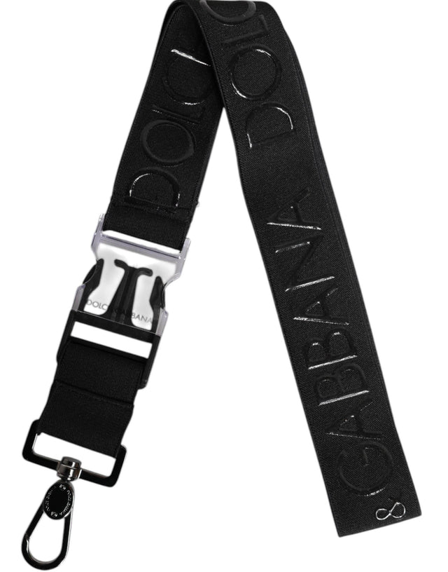 Dolce & Gabbana Black Stretch Polyester Rubberised DG Logo Keychain - Hilstor