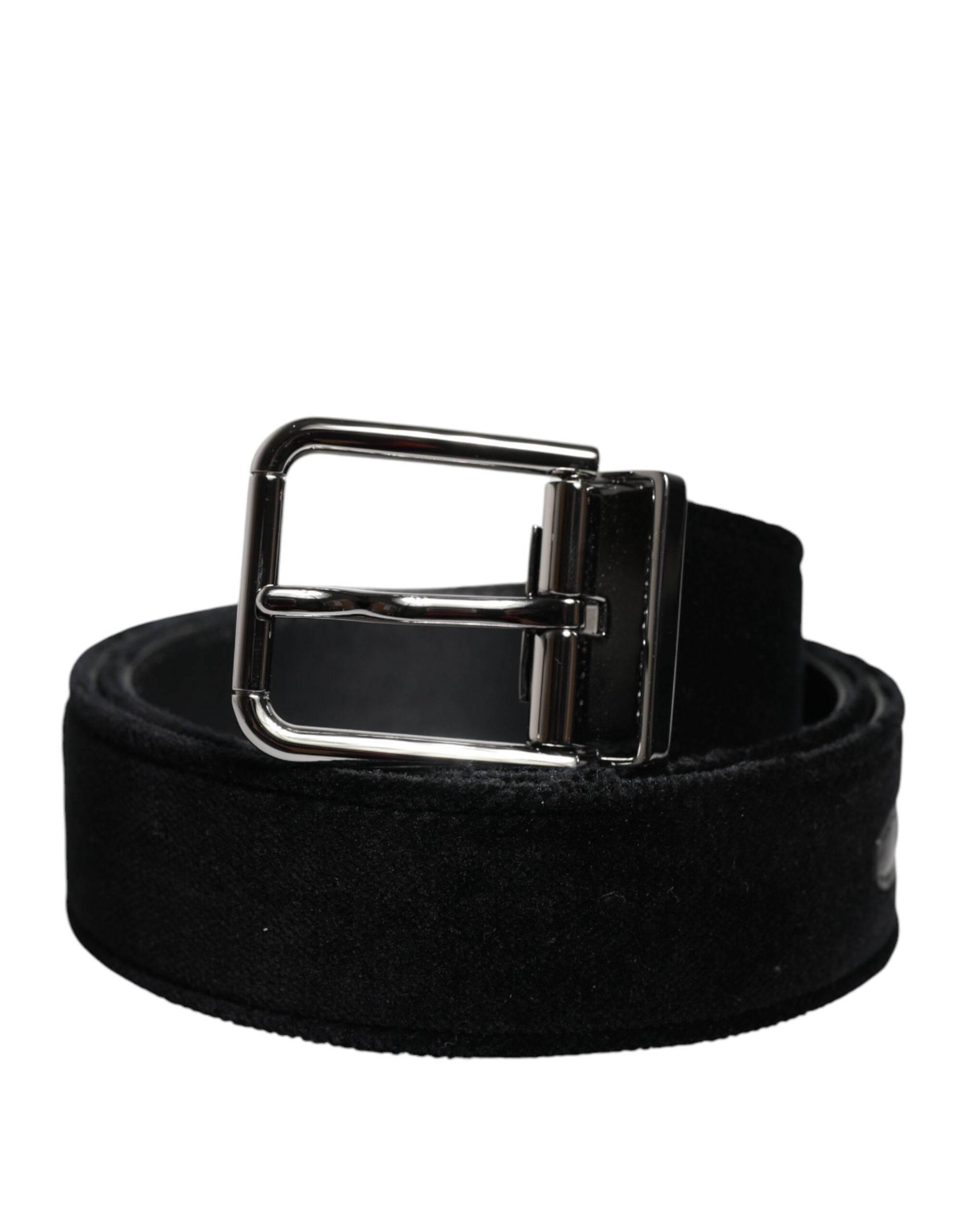 Dolce & Gabbana Black Cotton Silver Tone Metal Buckle Belt - Hilstor