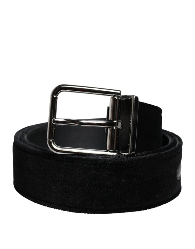 Dolce & Gabbana Black Cotton Silver Tone Metal Buckle Belt - Hilstor