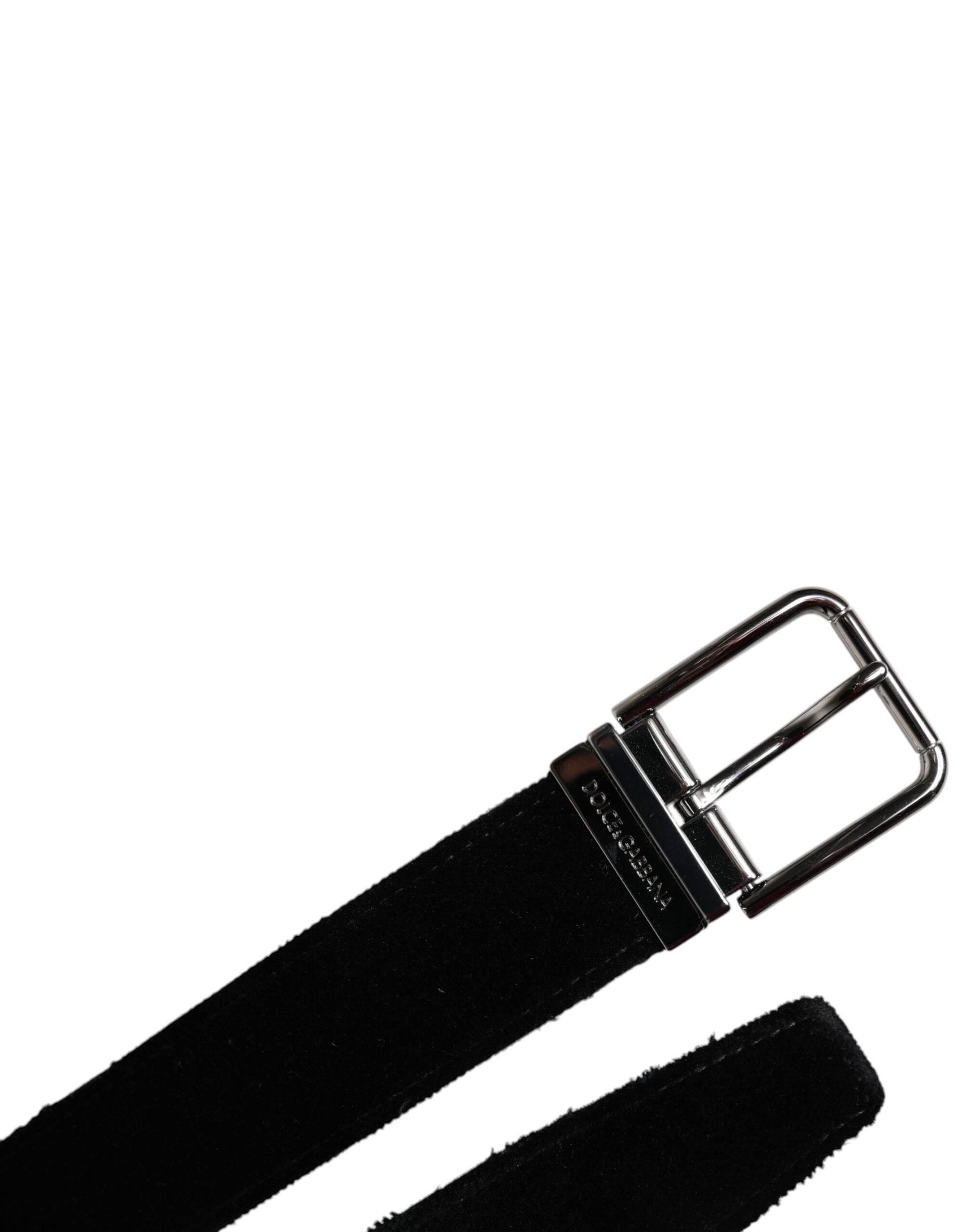 Dolce & Gabbana Black Cotton Silver Tone Metal Buckle Belt - Hilstor