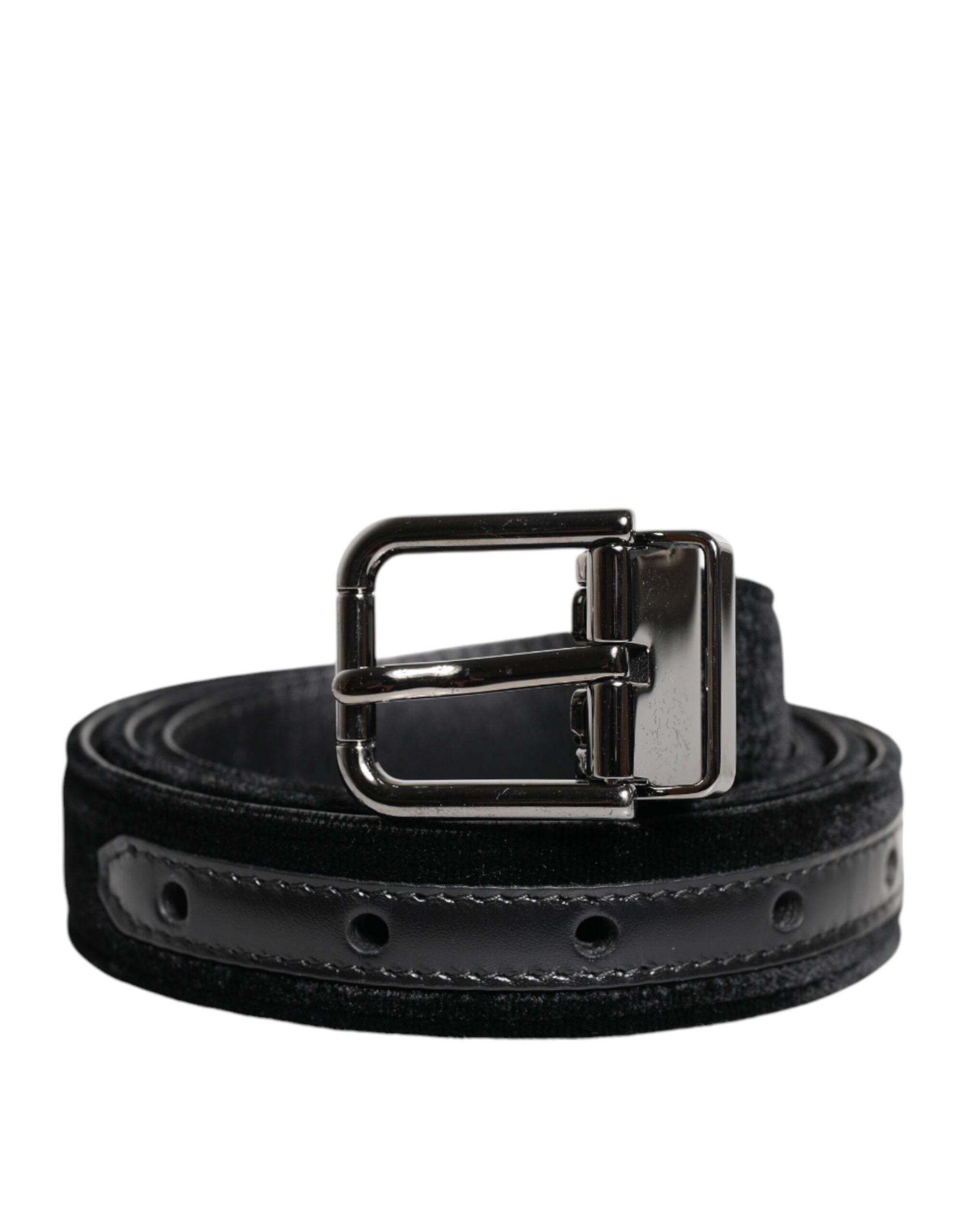 Dolce & Gabbana Black Leather Metal Buckle Classic Belt - Hilstor