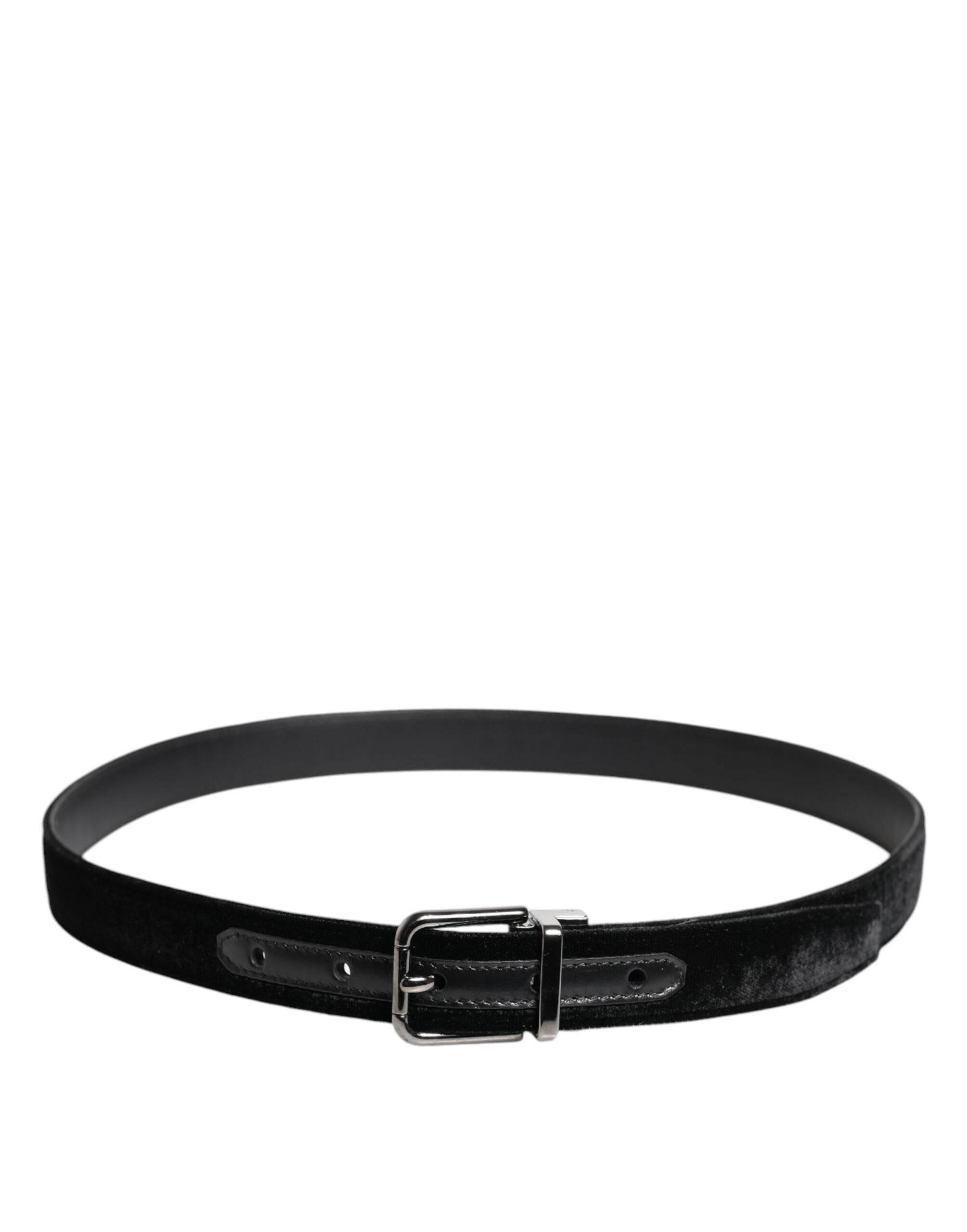 Dolce & Gabbana Black Leather Metal Buckle Classic Belt - Hilstor