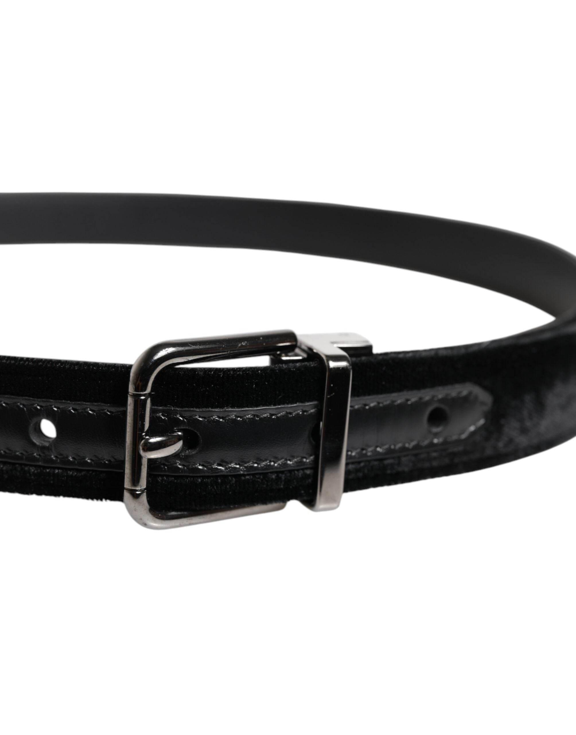 Dolce & Gabbana Black Leather Metal Buckle Classic Belt - Hilstor