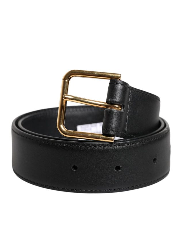 Dolce & Gabbana Black Leather Metal Buckle Classic Belt - Hilstor