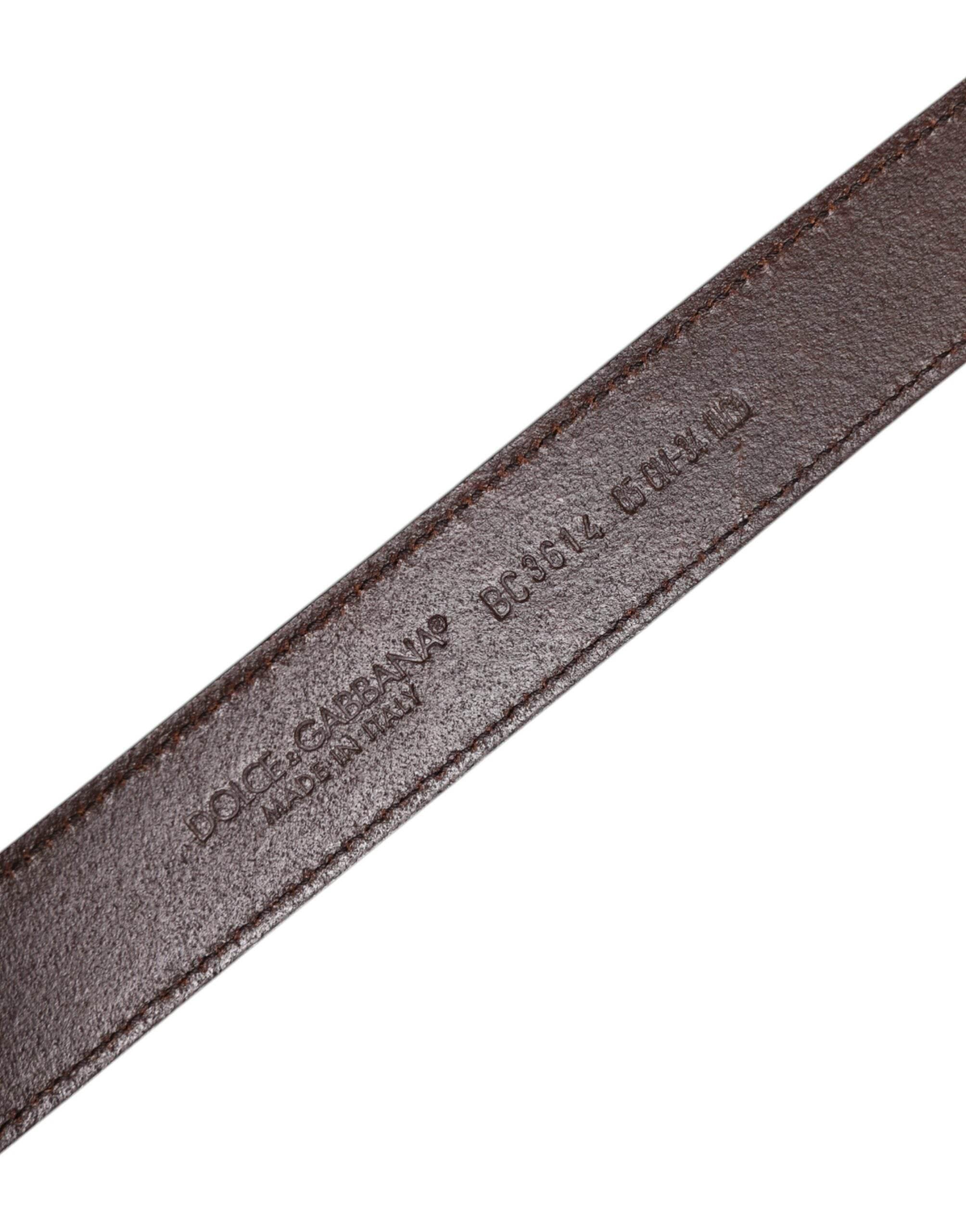 Dolce & Gabbana Brown Leather Metal Buckle Classic Belt - Hilstor