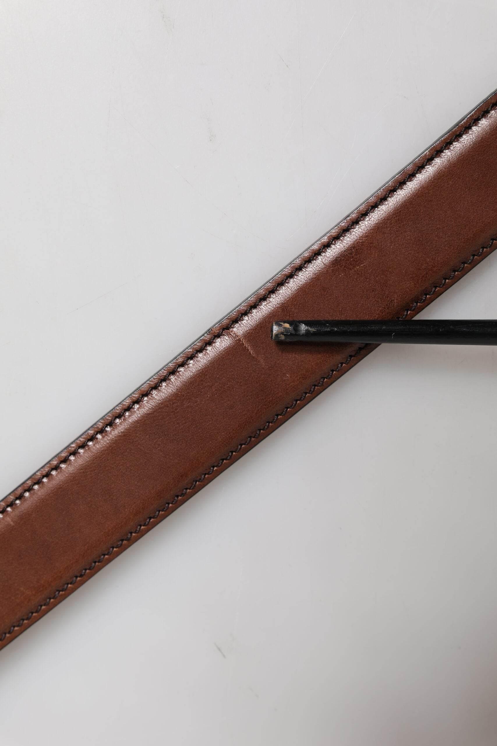 Dolce & Gabbana Brown Leather Metal Buckle Classic Belt - Hilstor