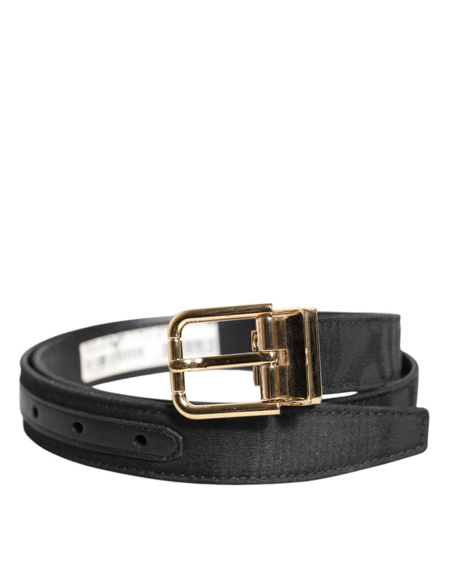 Dolce & Gabbana Black Classic Gold Metal Logo Buckle Belt - Hilstor