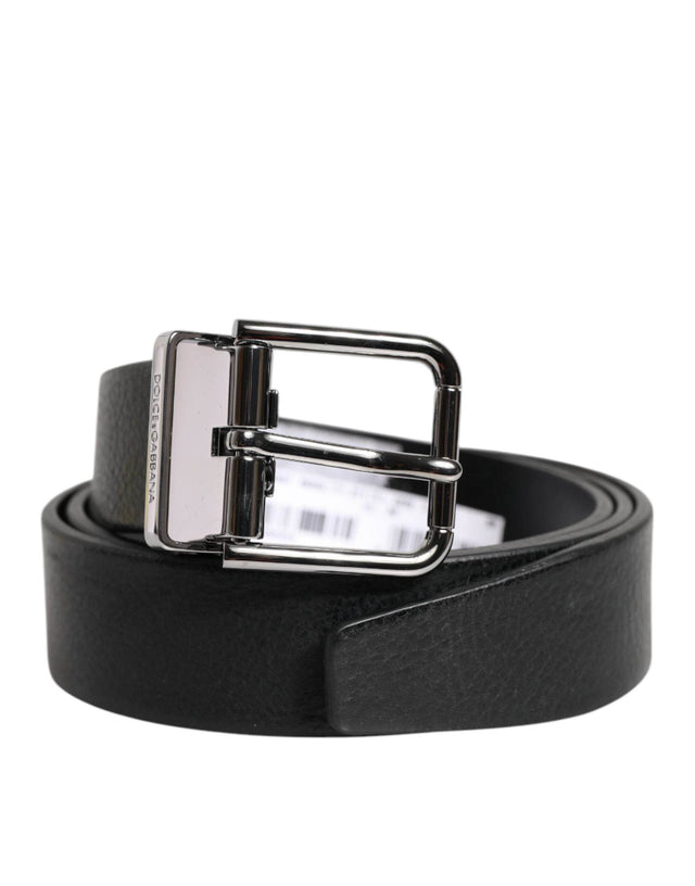 Dolce & Gabbana Black Leather Classic Metal Waist Buckle Belt - Hilstor