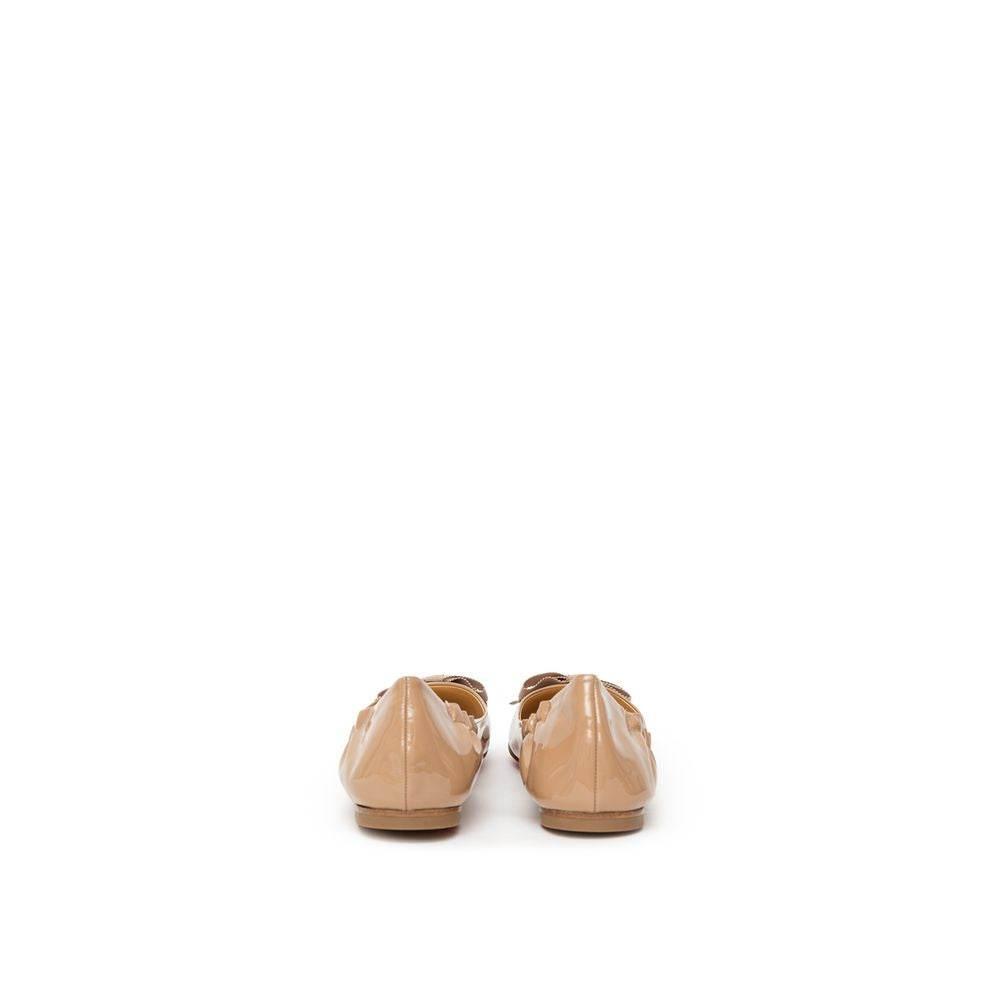 Christian Louboutin Beige Patent Leather Flat Shoe - Hilstor