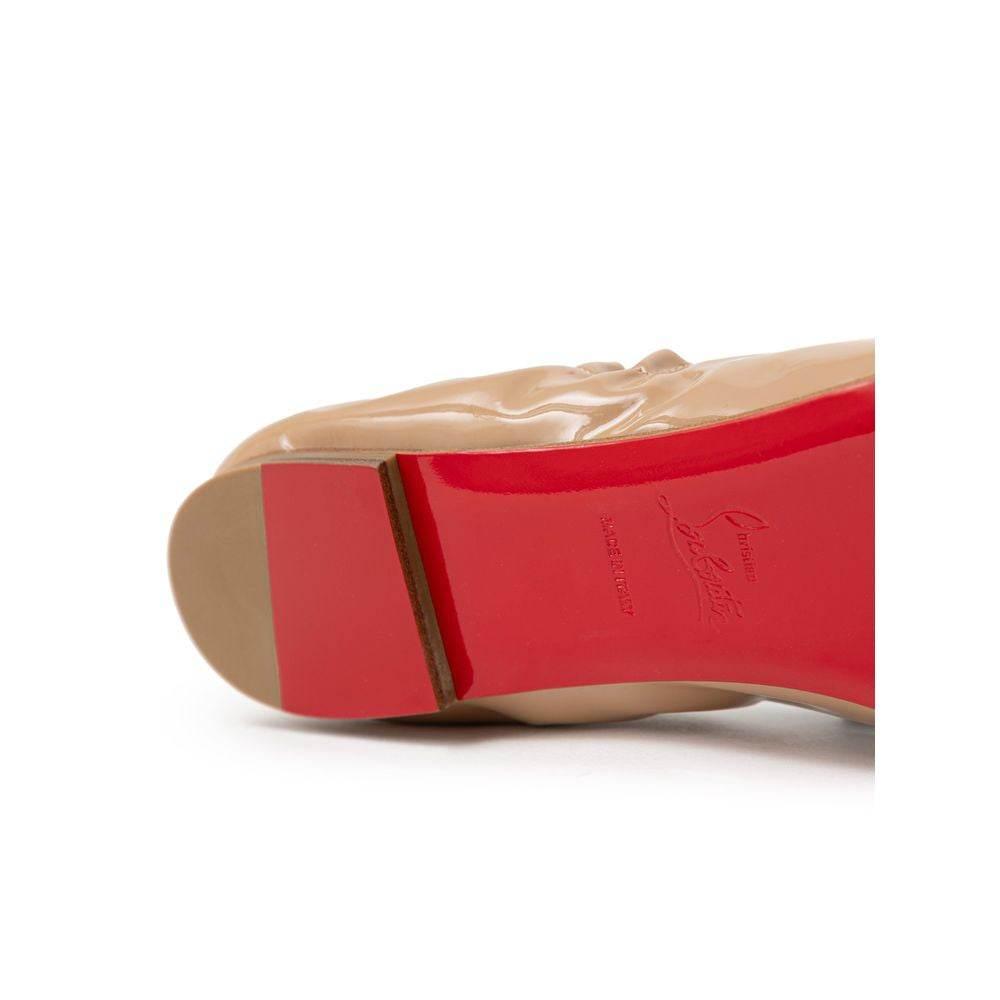 Christian Louboutin Beige Patent Leather Flat Shoe - Hilstor