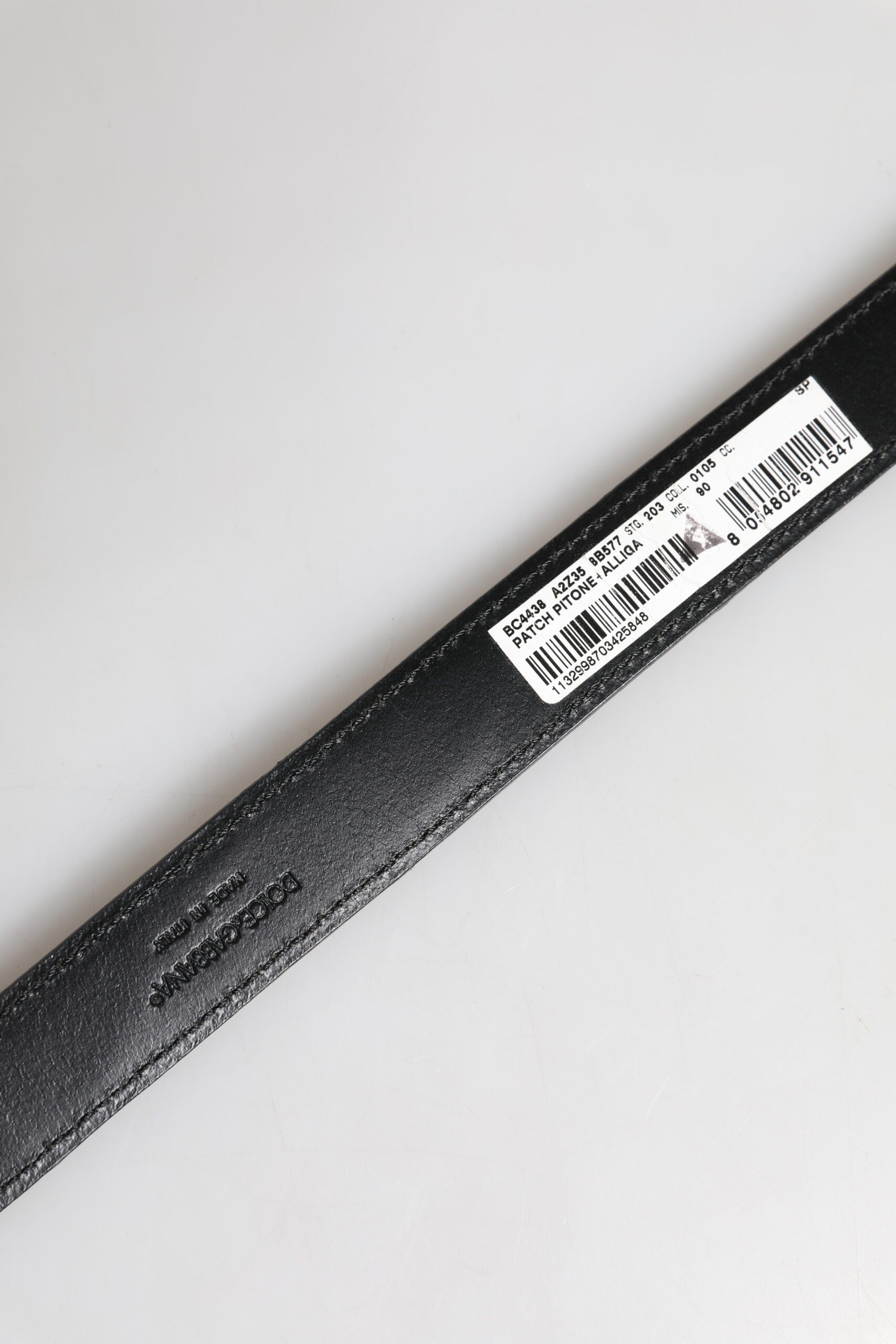Dolce &amp; Gabbana sort eksotisk læder metal logo spændebælte