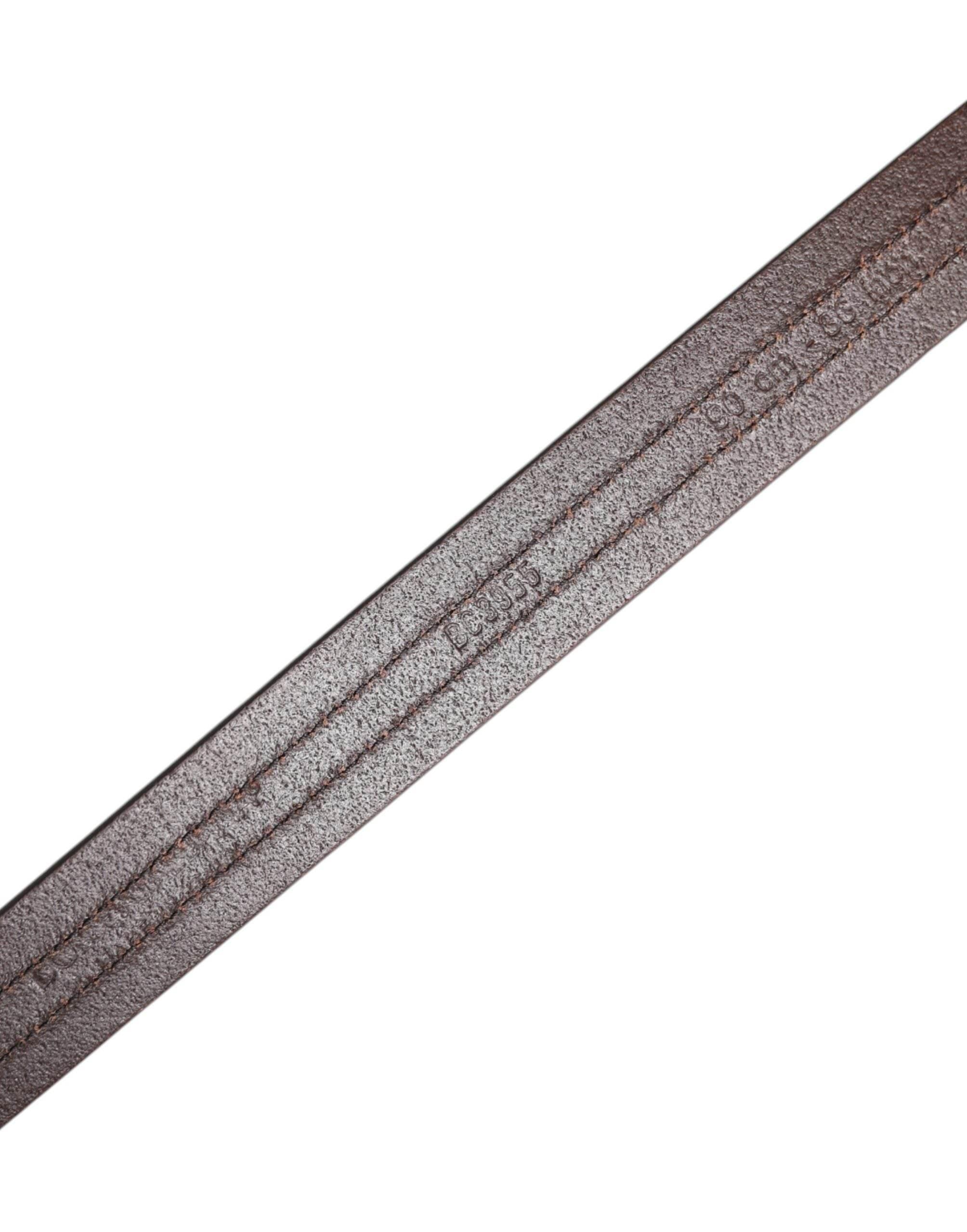 Dolce & Gabbana Burgundy Leather Metal Logo Buckle Belt - Hilstor