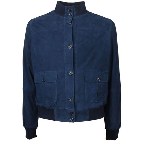 Emilio Romanelli Blue Calfskin Men Bomber Jacket - Hilstor
