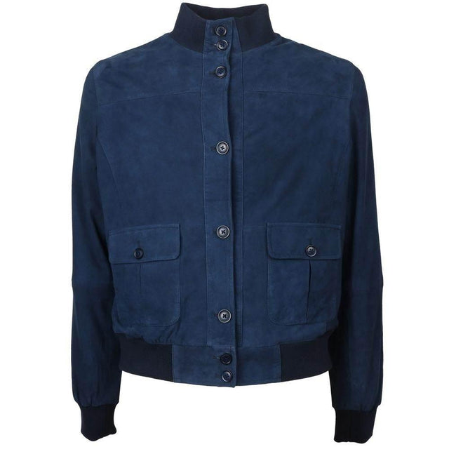 Emilio Romanelli Blue Calfskin Men Bomber Jacket - Hilstor
