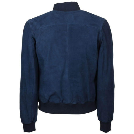 Emilio Romanelli Blue Calfskin Men Bomber Jacket - Hilstor