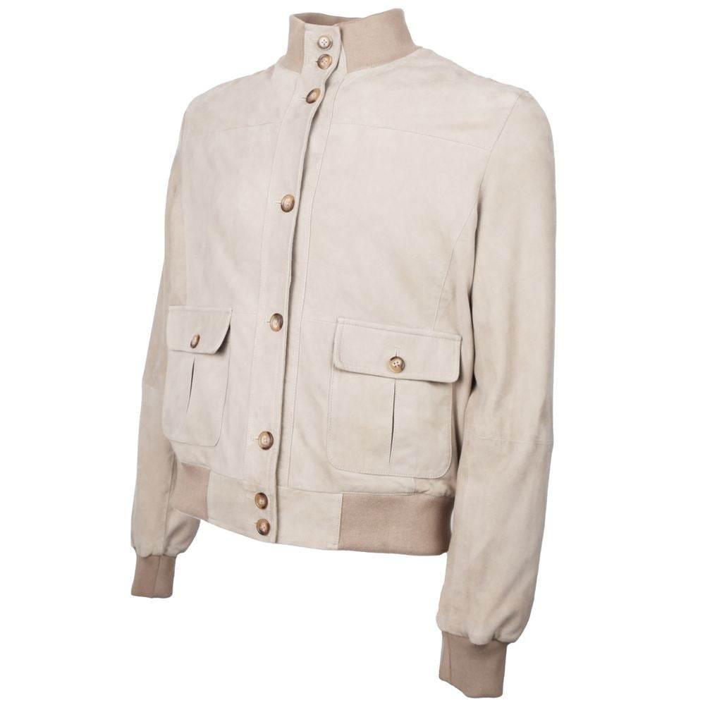 Emilio Romanelli Beige Calfskin Men Jacket - Hilstor