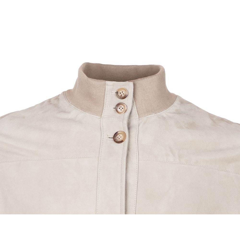Emilio Romanelli Beige Calfskin Men Jacket - Hilstor