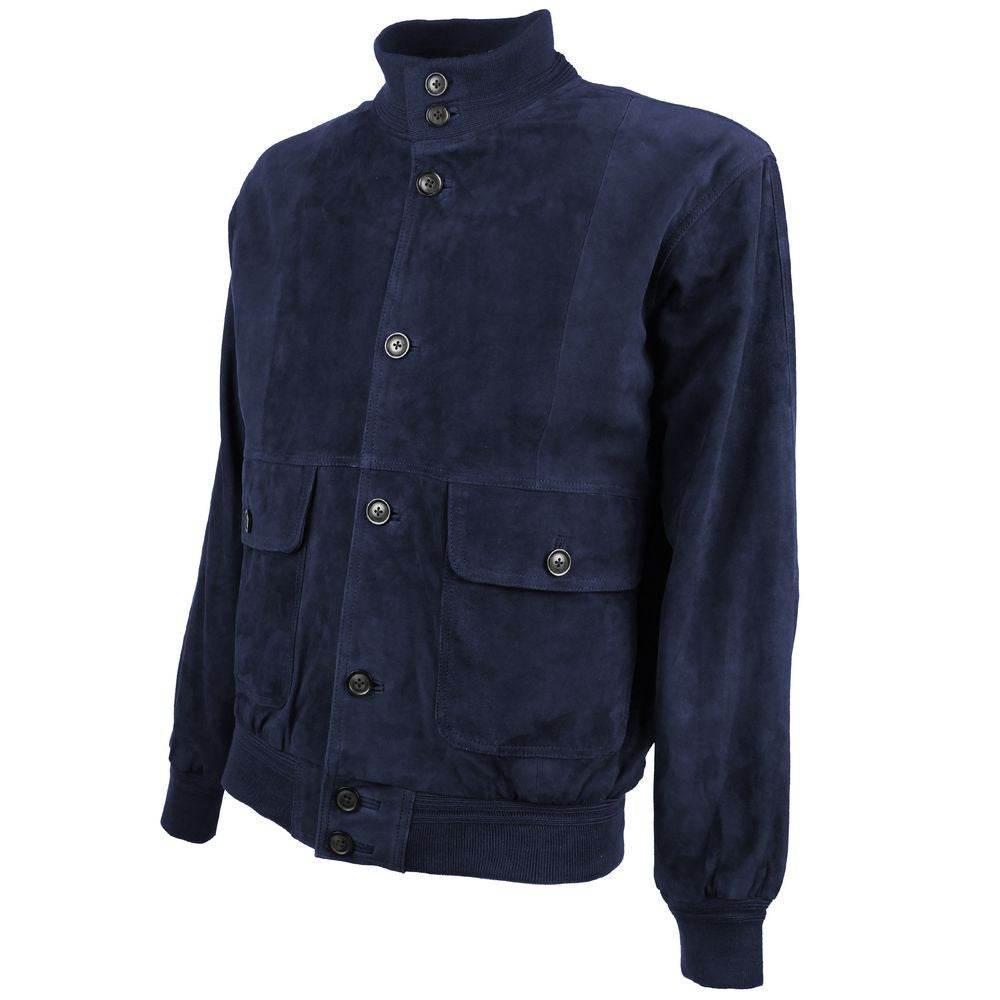 Emilio Romanelli Blue Calfskin Jacket - Hilstor
