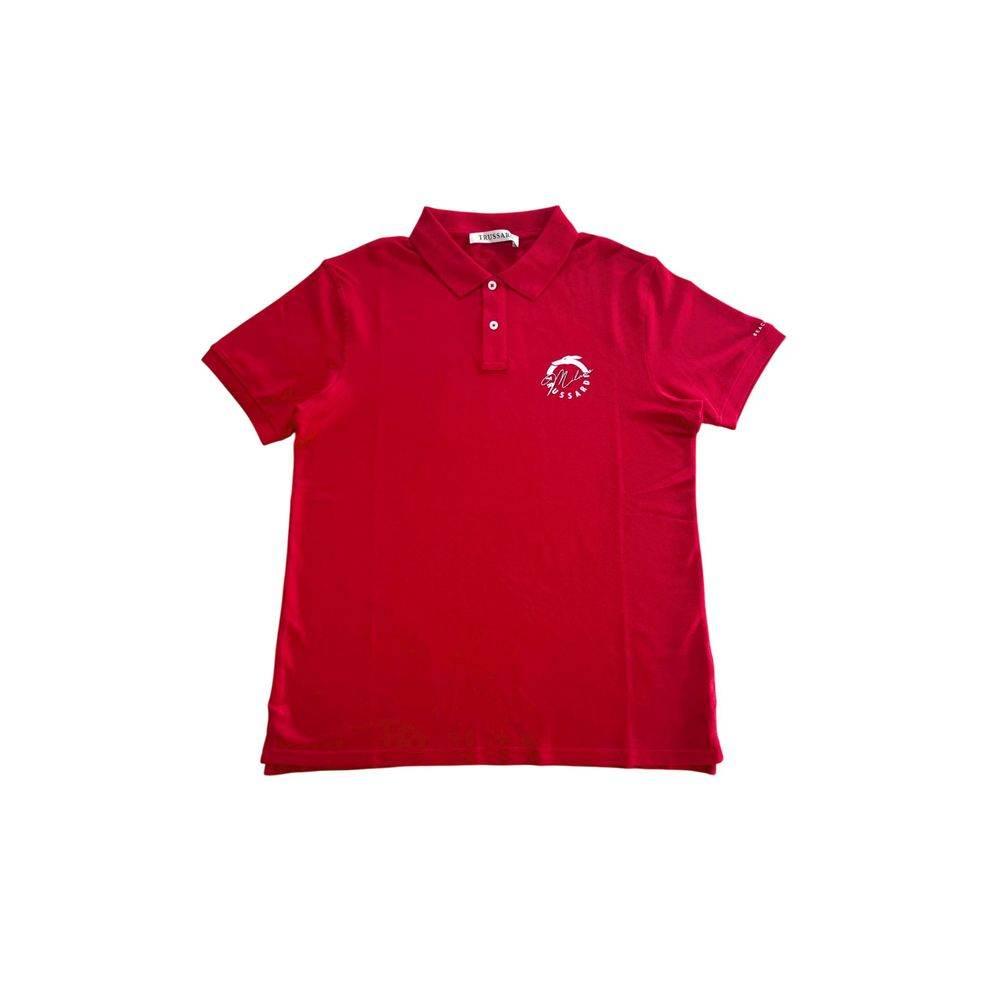 Trussardi Beachwear Red Cotton Men Polo Shirt - Hilstor