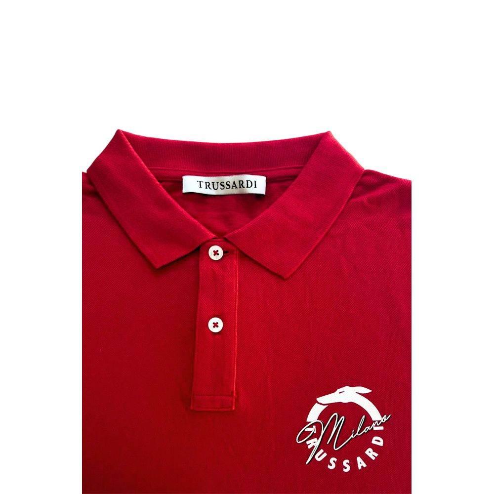 Trussardi Beachwear Red Cotton Men Polo Shirt - Hilstor