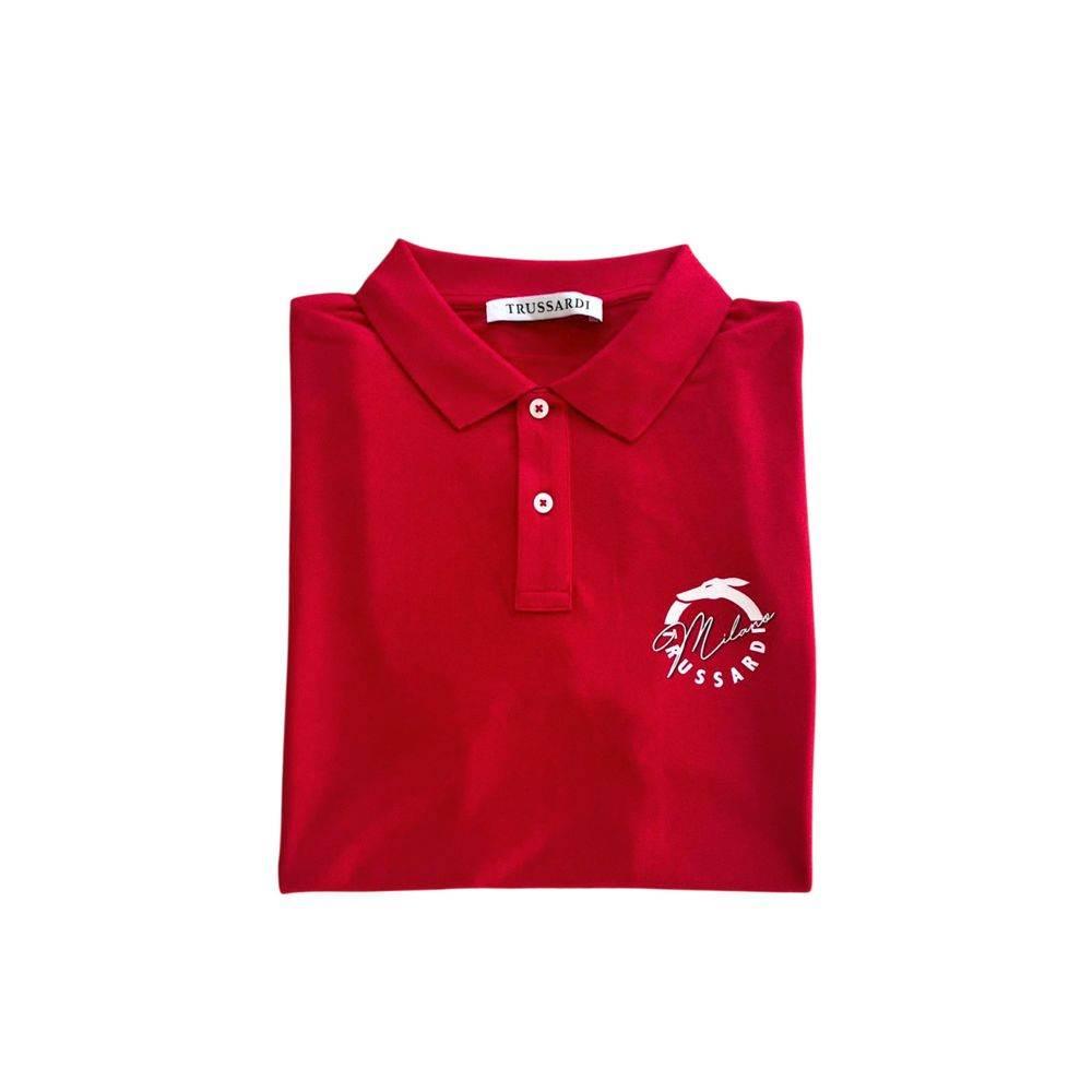 Trussardi Beachwear Red Cotton Men Polo Shirt - Hilstor