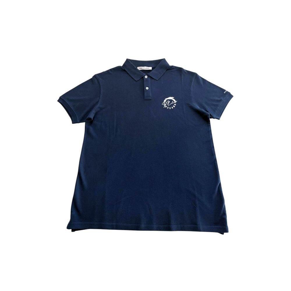 Trussardi Beachwear Blue Cotton Men's Polo Shirt - Hilstor