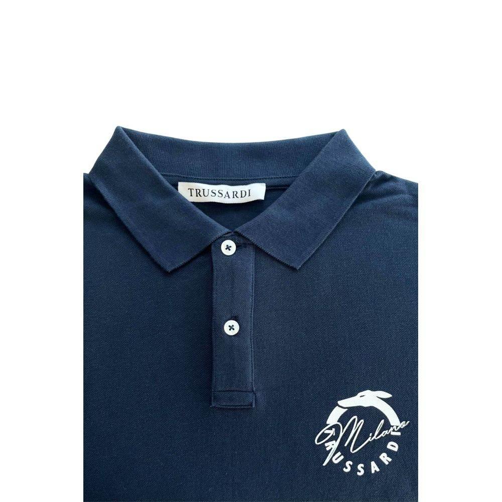 Trussardi Beachwear Blue Cotton Men's Polo Shirt - Hilstor