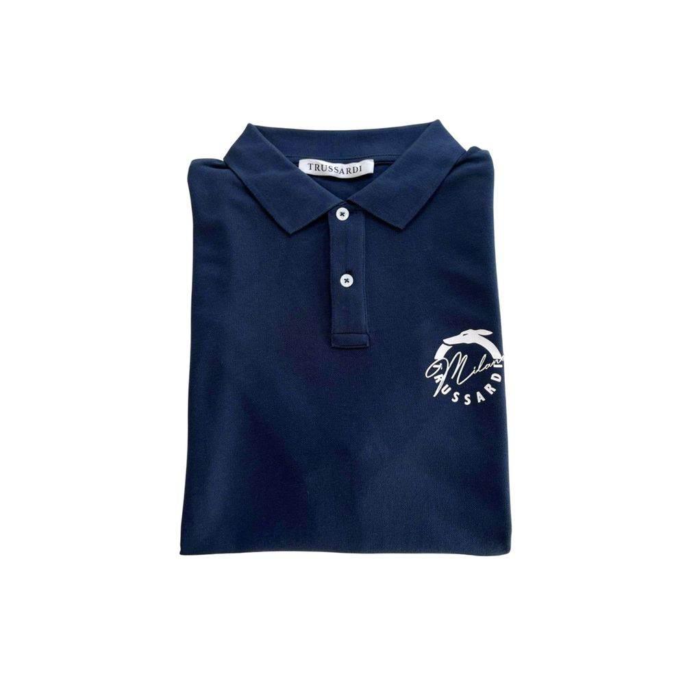 Trussardi Beachwear Blue Cotton Men's Polo Shirt - Hilstor