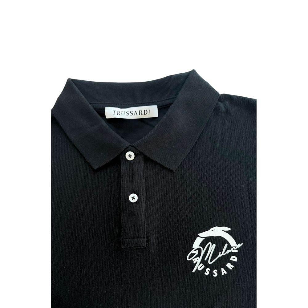 Trussardi Beachwear Black Cotton Men Polo Shirt - Hilstor