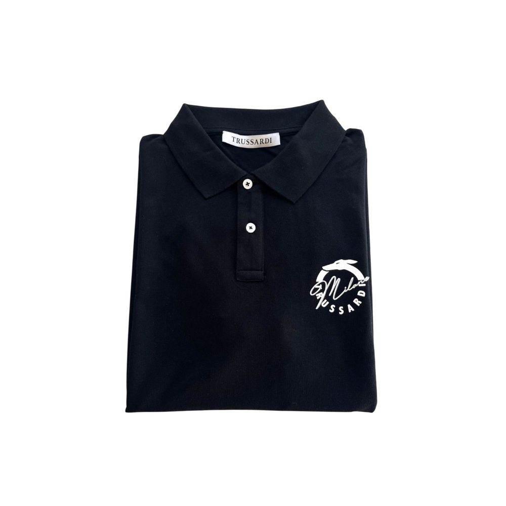 Trussardi Beachwear Black Cotton Men Polo Shirt - Hilstor