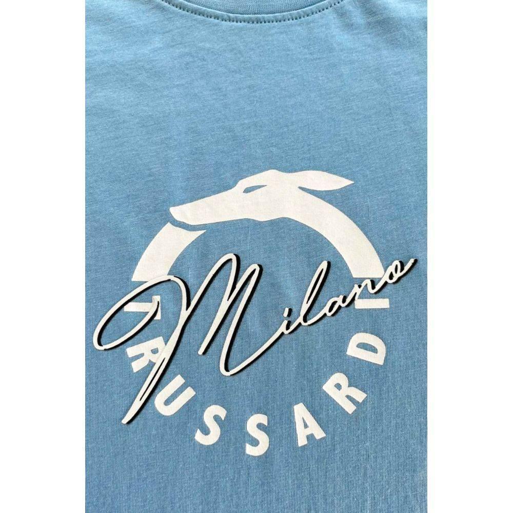 Trussardi Beachwear Light Blue Cotton Men T-Shirt - Hilstor