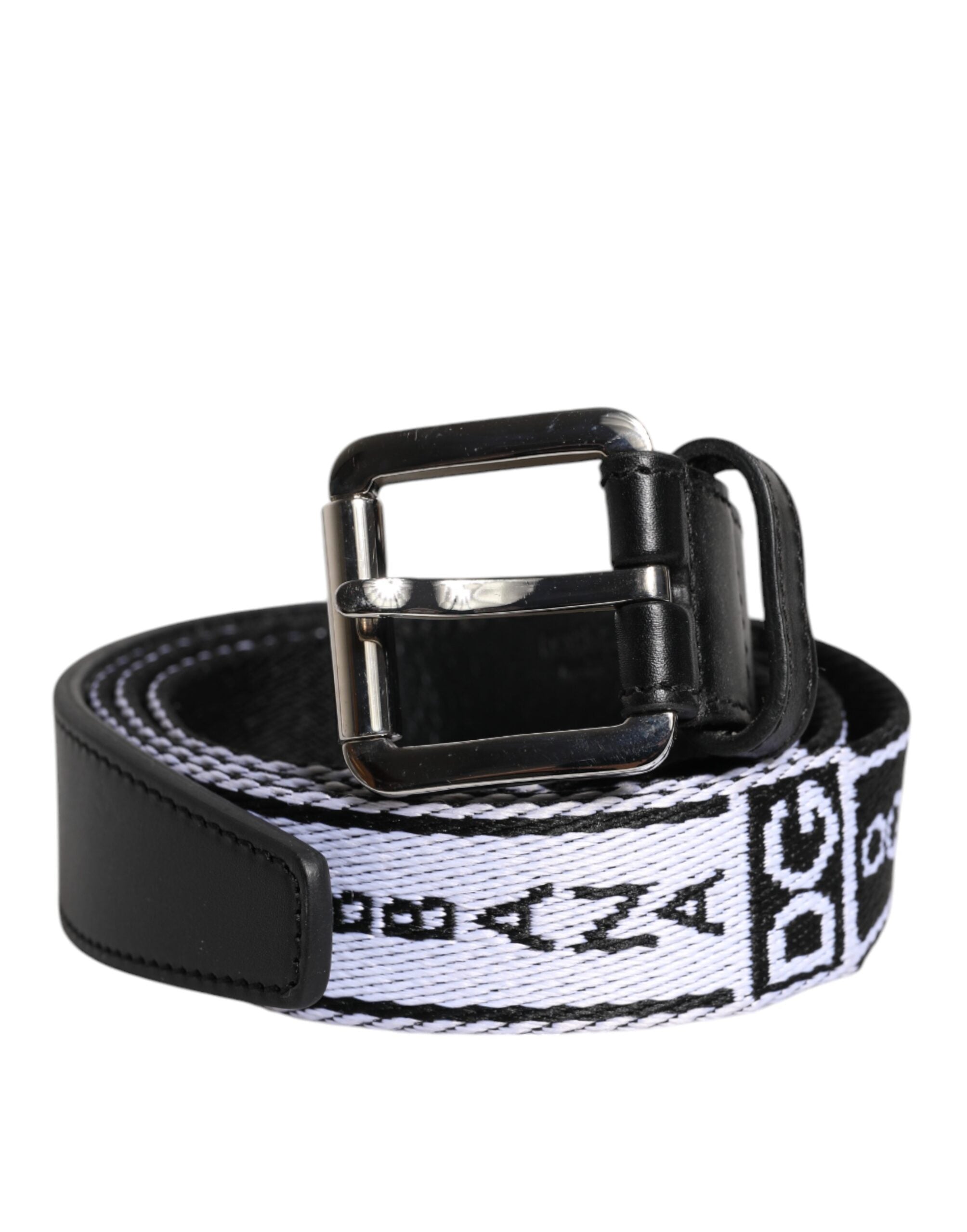 Dolce &amp; Gabbana sort hvid trykt metal logo spænde bælte
